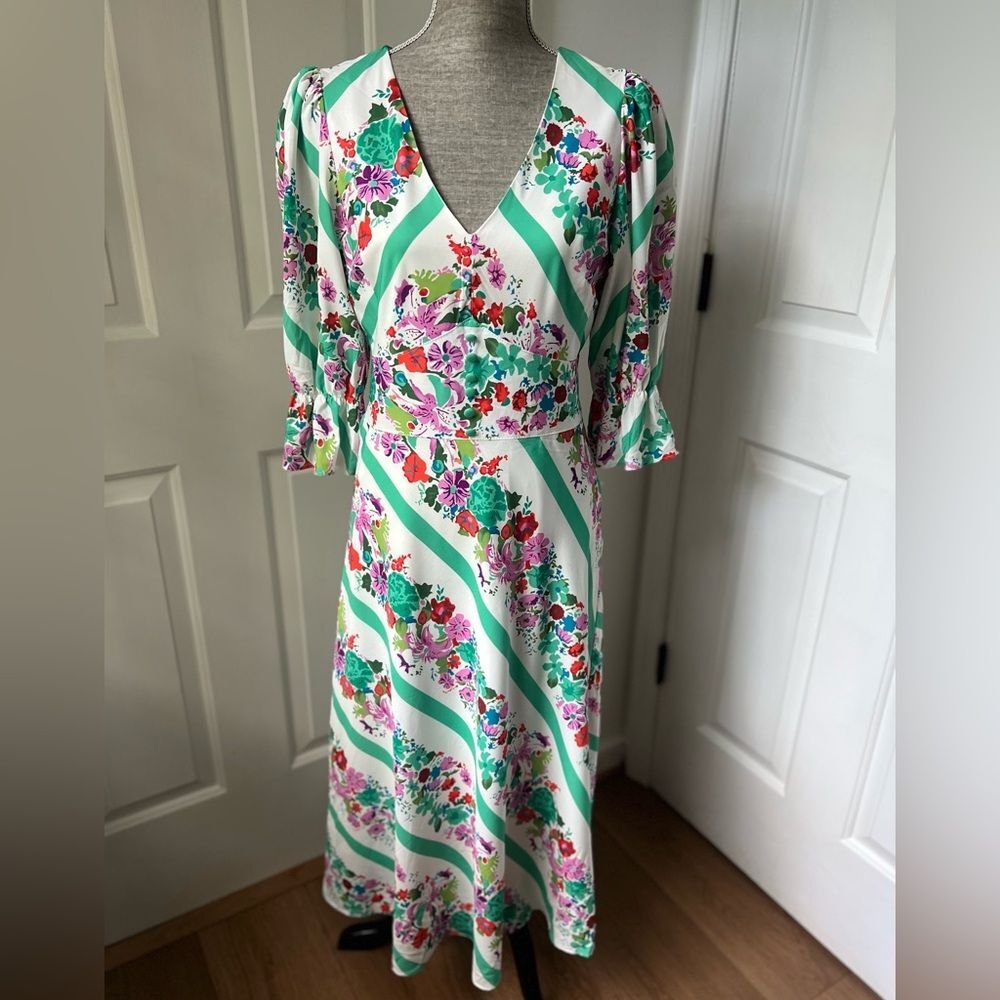 NWT Beulah Floral Quarter Sleeve Maxi Dress Size Large